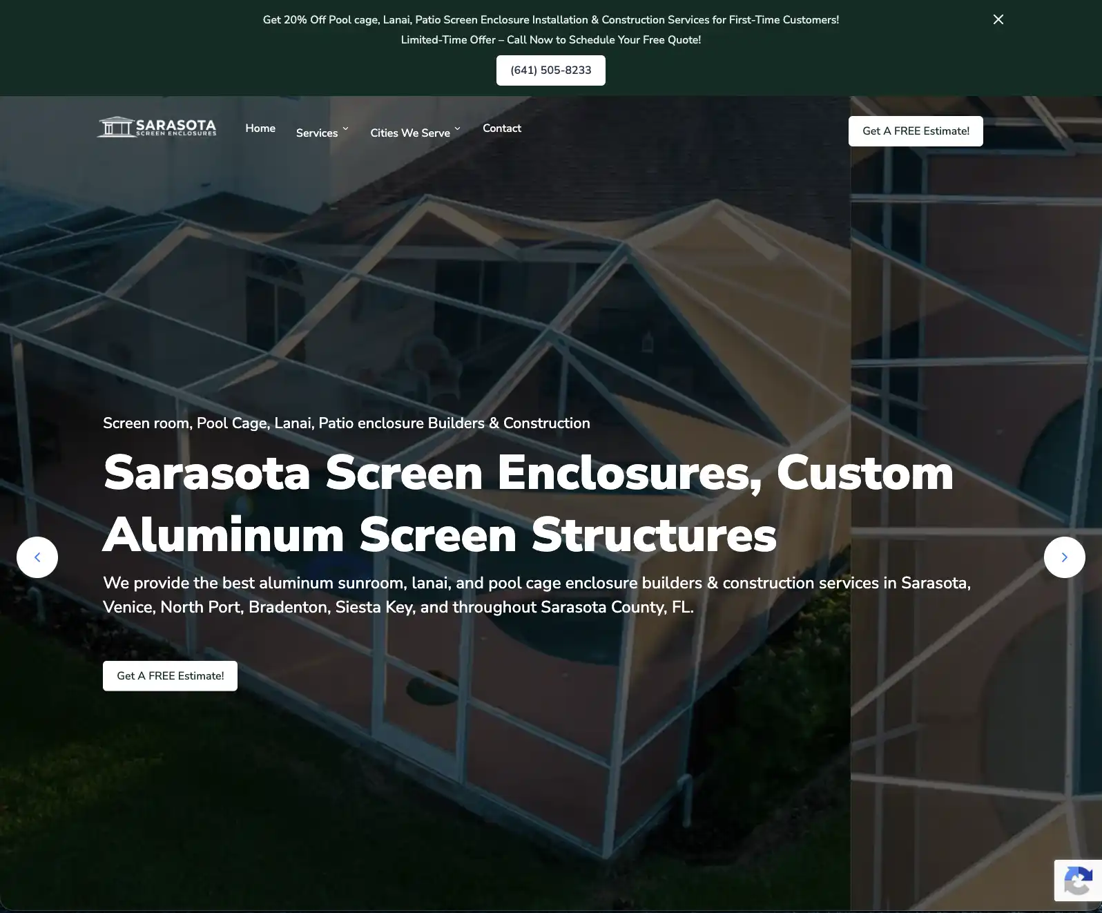 Sarasota Screen Enclosures – Website & Lead Generation