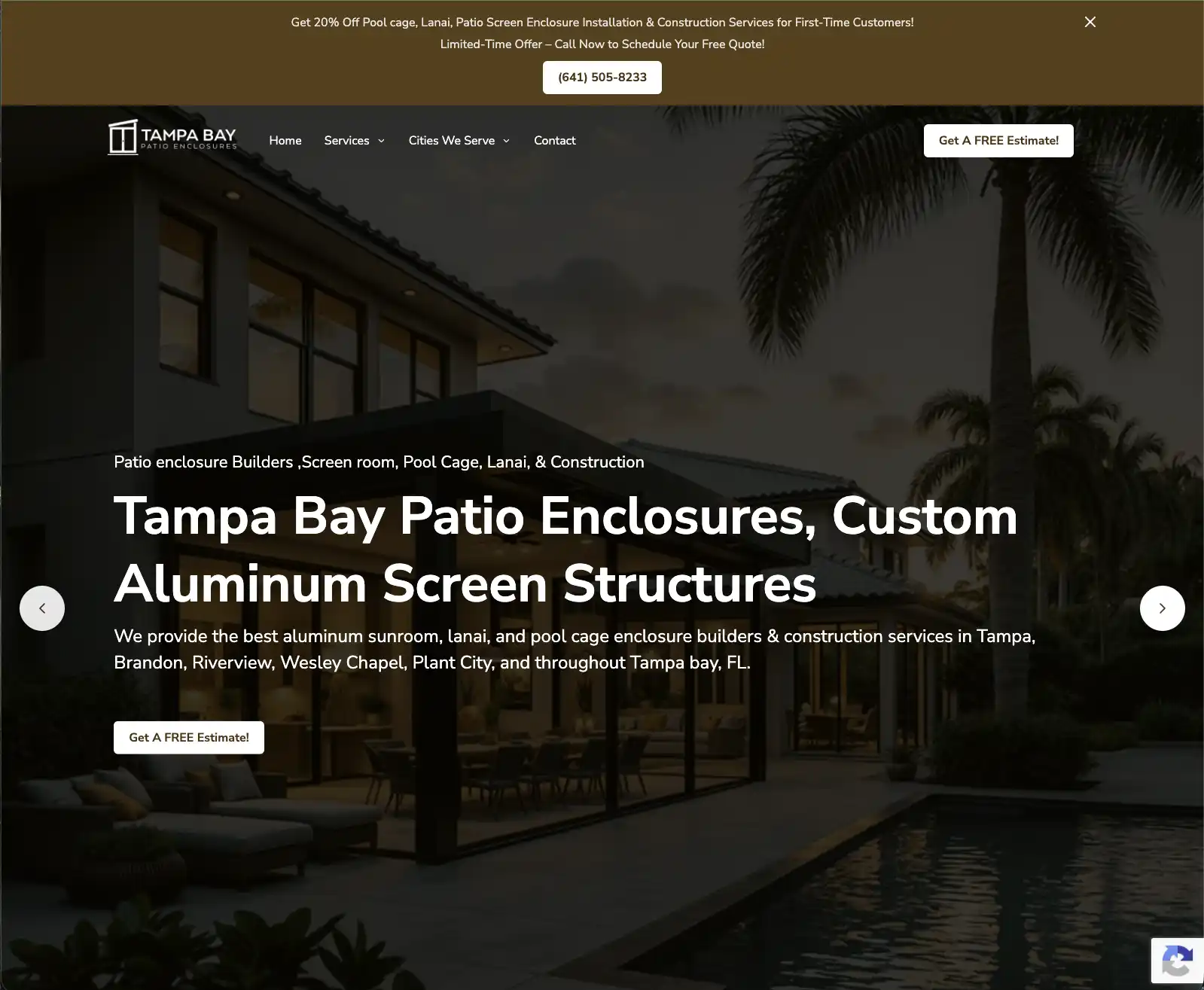 Tampa Bay Patio Enclosures – Website & Lead Generation
