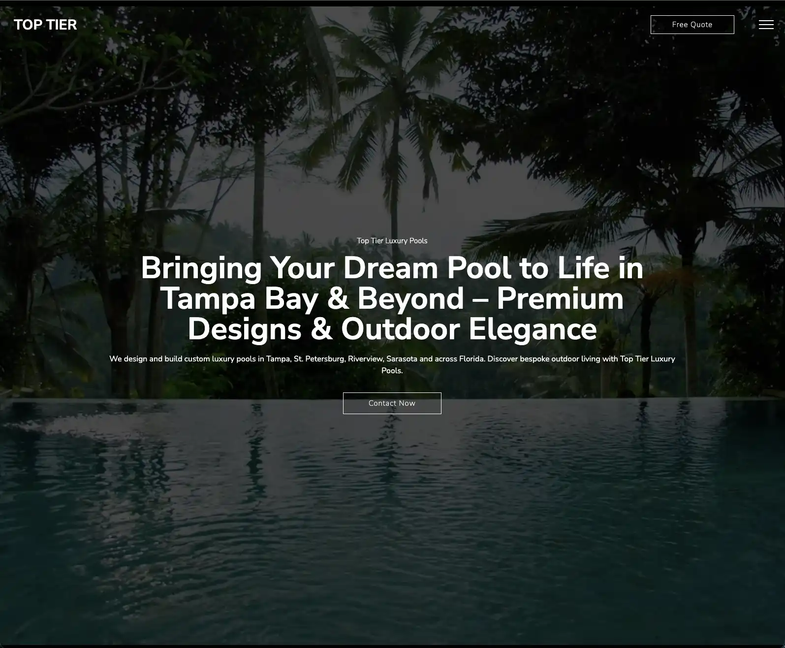 Top Tier Luxury Pools – Website for a Pool Builder